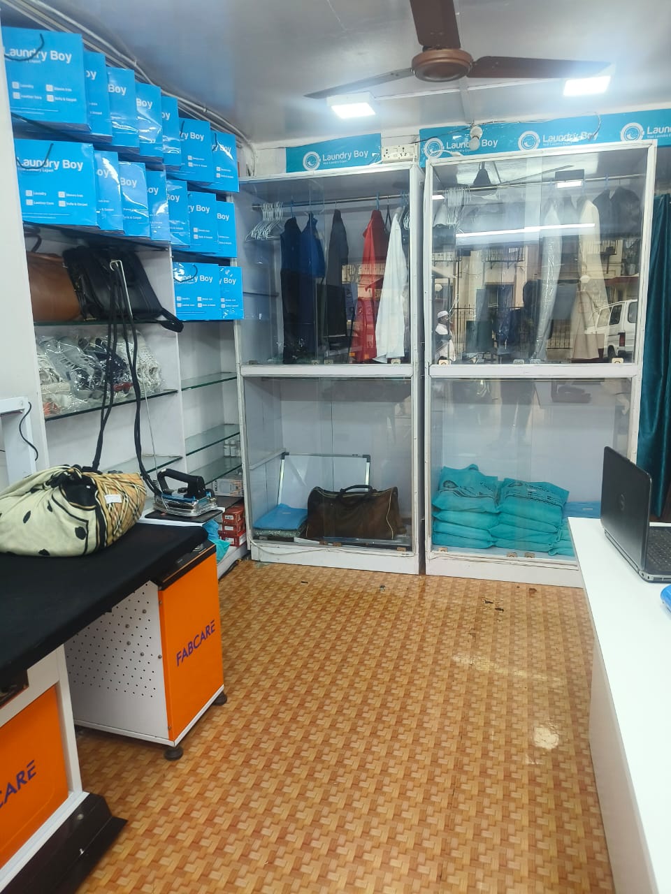 Inside of a modern laundromat